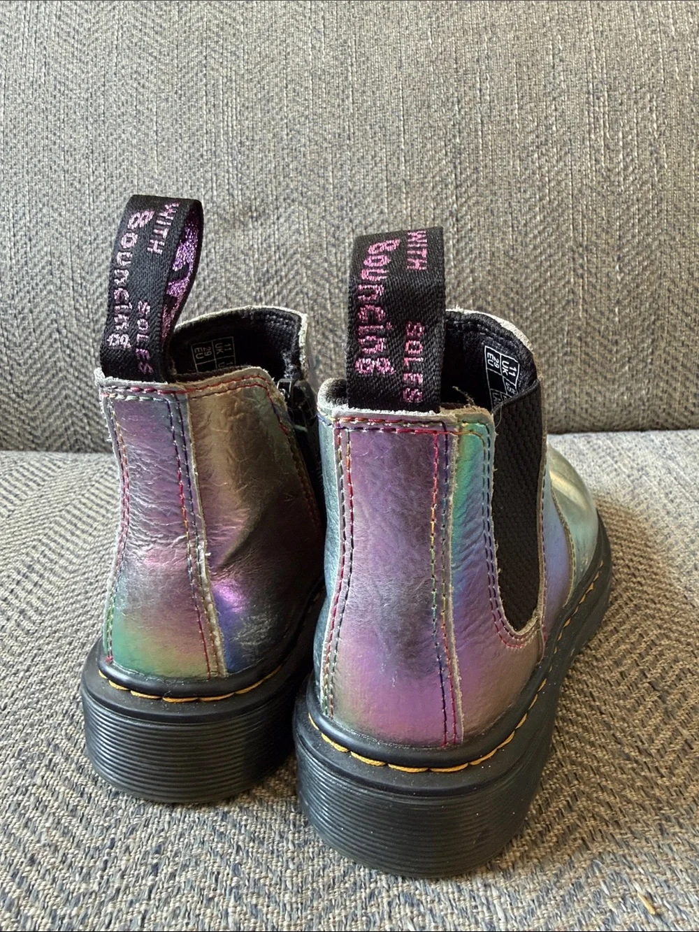 Dr. MARTENS TODDLER 2976 RAINBOW CRINKLE LEATHER CHELSEA BOOTS Size: 12